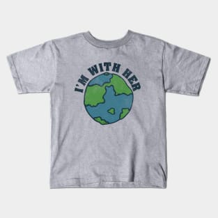 I'm with her vintage earth day Kids T-Shirt